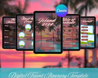 Island Mädchen Reiseplan | Bearbeitbarer Canva Planer (Digitaler Download)