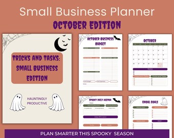 Halloween Business Planner Printable: October Social Media & Content Calendar (PDF File 8.5x11in