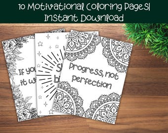 Motivational Quotes Coloring Book: Stress Relief Designs (Digital Download)