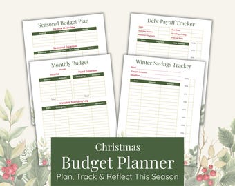 Christmas and Holiday Budget Planner, Monthly, Weekly, Savings and Debt Tracker