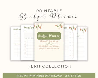 Fern Budget Planner 2025 | Printable Budget Binder | Monthly, Weekly, Bill, Debt, Savings PDF