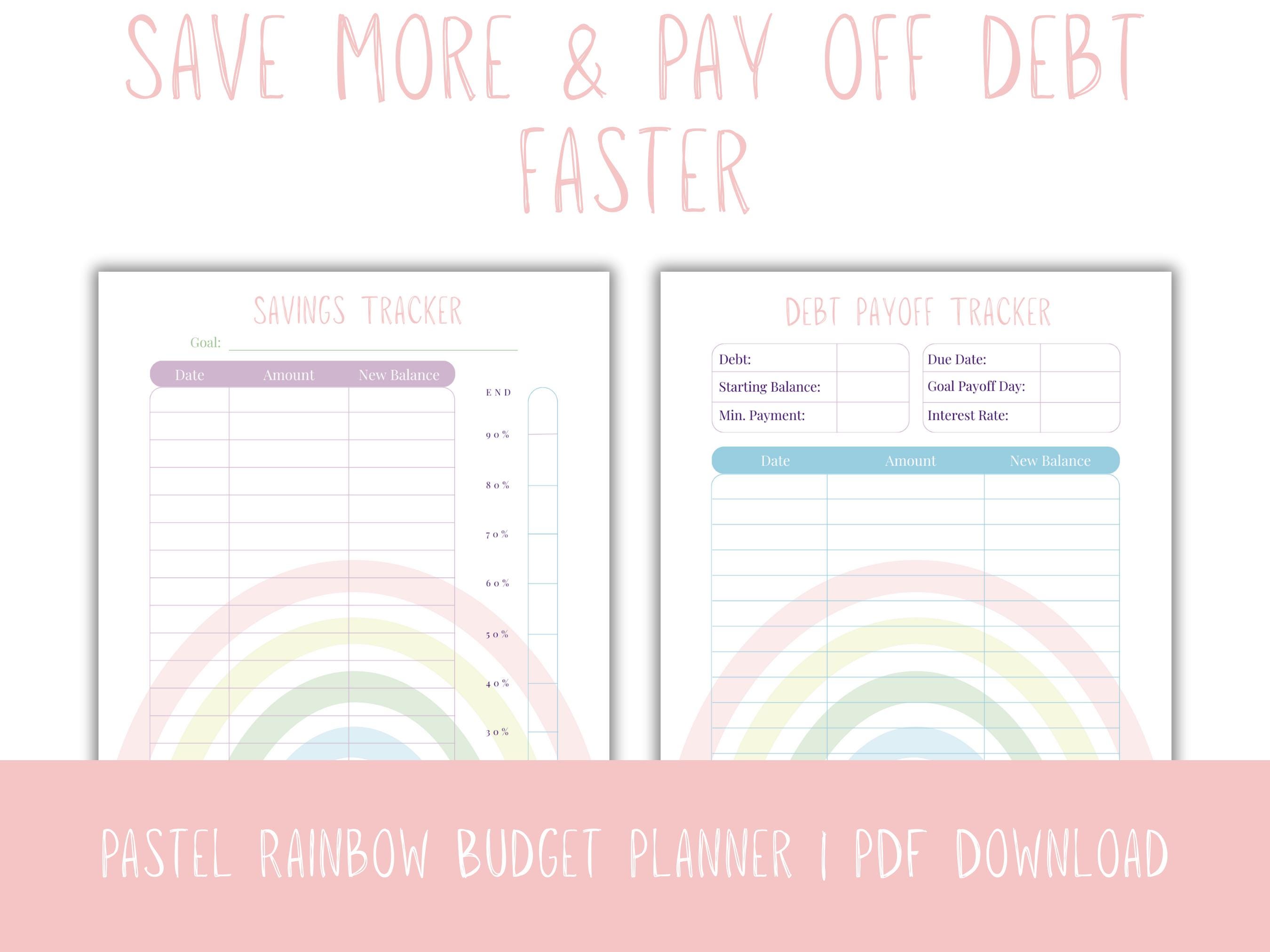 Pastel Rainbow Budget Planner Printable | Monthly, Weekly, Bill Tracker ...