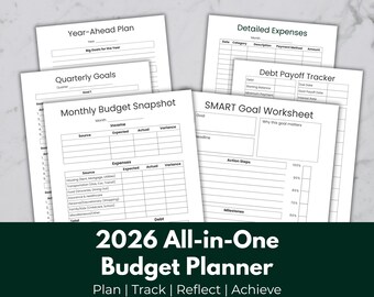 Minimal Annual Budget Planner Printable | Slate Finance Binder | Income, Bills, Savings & Debt