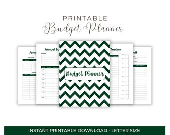 Dark Green Budget Planner | 2025 Printable Finance Organizer PDF | Simple Budget Binder