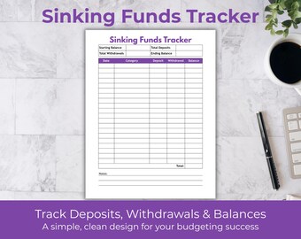 Purple Sinking Funds Tracker: Printable Budget Planner (A4, Letter, Half Letter PFD)