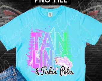 Retro Neon Summer Fishing PNG: Tan Lines & Fishin' Poles (Digital Download)