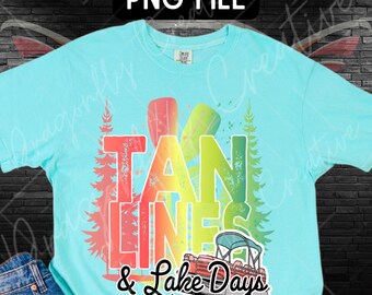 Retro Neon Summer PNG: Tan Lines & Lake Days Sublimation Design (Digital Download)