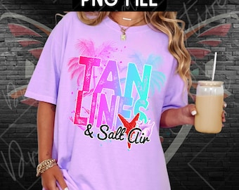 Retro Neon Summer PNG: Tan Lines & Salt Air Beach Vacation Shirt Graphic (Digital Download)