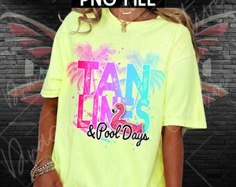 Retro Neon Summer PNG: Tan Lines & Pool Days Beach Vacation Graphic (Digital Download)