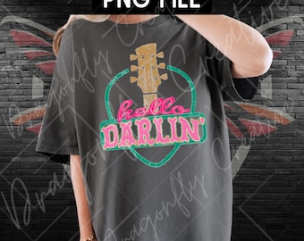 Hello Darlin' Retro Western PNG Graphic Tee Design (Digital Download)