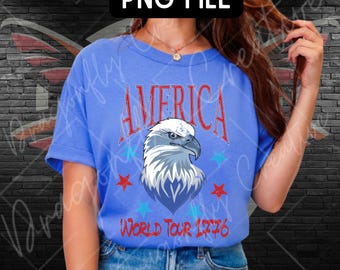 America World Tour Eagle PNG, Patriotic Sublimation File (Digital Download)
