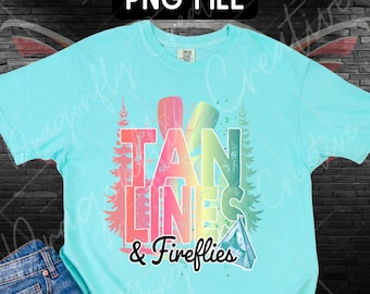 Retro Summer PNG: Tan Lines & Fireflies Design (Digital Download)