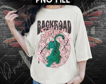 Backroad Siren Tiger PNG: Retro Country Rock Graphic Design (Digital Download)