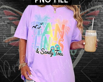 Retro Neon Summer PNG: Tan Lines Sandy Toes Beach Vacation Shirt Graphic (Digital Download)