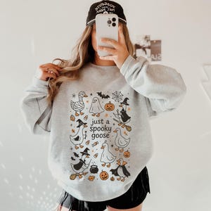 Just a Spooky Goose PNG Halloween Sublimation Design Cute Goose with Pumpkin Witch Costume Trick or Treat Digital Download for Shirts
