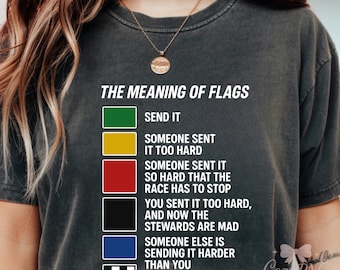 Rolig racingflagga med betydelse för bilentusiaster, motorsportälskare, presenttröja med humoristiska flaggor för racerbanor, grafisk design
