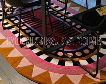 Stella Diva Oval Shaped Hand Tufted Irregular Shaped New Zealand Wool Area Rug 3x5, 4x6, 5x8, 6x9,8x10, 9 x 12 ft for Living Room,Bedroom etc
