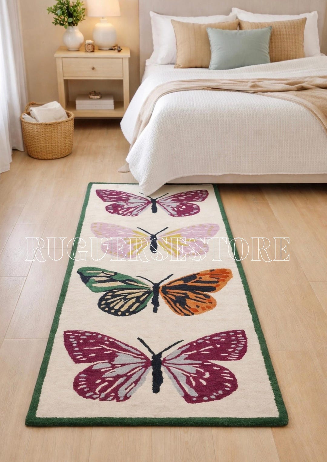 Hand Tufted 100% Wool Butterfly Area Rug 3x5, 4x6, 5x8, 6x9, 8x10, 9 X ...