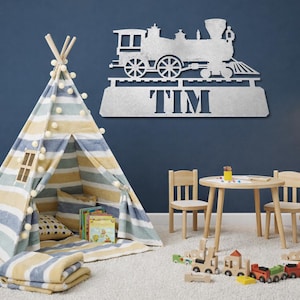 Wanddeko, Lok, Design, Dekoration, Geschenk, Metall, Bild, Lokomotive, Eisenbahn, Dampflok, Kind, Personalisiert, Fahrzeug, Zug