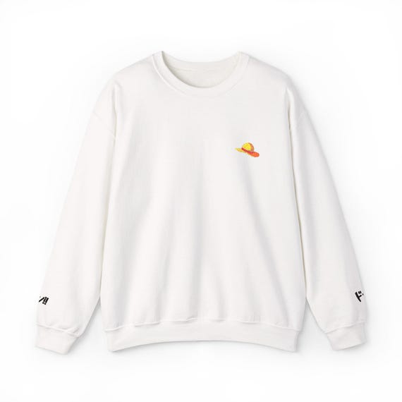 Straw Hat Embroidered Crewneck, Anime Inspired Sweatshirt, 