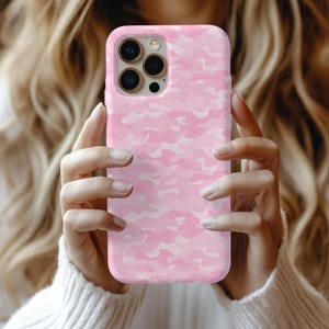 Pink Camo phone case, Phone case for iPhone, pink camo design, girl gift ideas, pink case, camo phone case