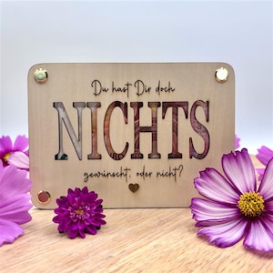 Cash gift card &quot;NOTHING&quot; | Wooden card | personalized | funny cash gift | funny birthday gift | voucher