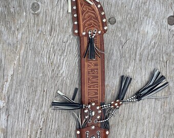 Hand-Tooled Leather Knife Sheath | Decorative Guatemalan Leather Case | Rustic Folk Art Accessory