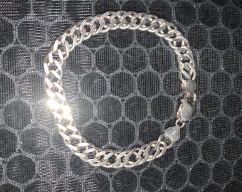 925 Sterling Silver Vintage Italy Curb Link Bracelet 9