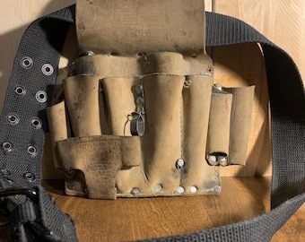 Vintage 60’s Sears Craftsman Top Grain Cowhide Genuine Leather Tool Belt, Bolted Field Repair