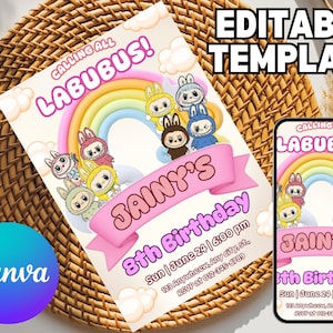 Labubu Birthday Party Invitation, Labubu Birthday Party, Labubu birthday invitation, Invitation Template, Printable Invite, digital download