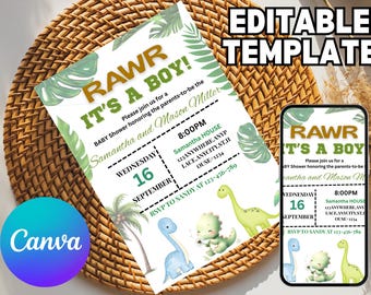 Dinosaur Baby Shower, Dinosaur Baby Shower Bundle, Baby Shower Dinosaur Invitation, Dinosaur Baby Shower Games, Roar-some Baby Shower
