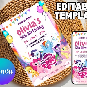 My Little Pony Invitation | Girl My Little Pony Birthday Invitation Template | Editable Little Pony Birthday Invite | Digital Download