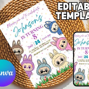 Labubu Birthday Party Invitation, Labubu Birthday Party, Labubu birthday invitation, Invitation Template, Printable Invite, digital download