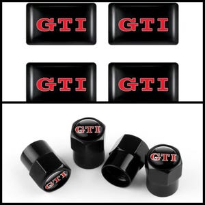 Brand new VW Golf GTI *4 Badges Sticker Window Mirror Interior Exterior badges Set + *4 GTI Dust Caps
