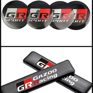 Brand new Toyota GR Gazoo Racing *4 GR Hub Cap Black + *2 GR Badge Sticker Corolla Yaris GR86 Supra Huilex Rav4