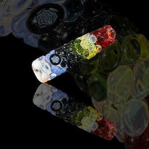 UV Milli (UV pics!) Rainbow/w clouds One-hitter Chillum glass pipe