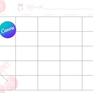 Pink Coquette Calendar: Shabby Chic Monthly Planner (Digital Download, Editable PDF & PNG)