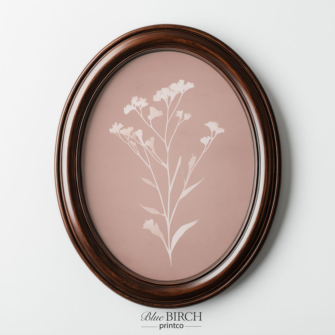 Blush Pink Botanical Print, Vintage Floral Wildflower Wall Art ...