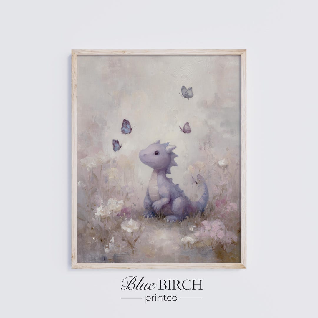 Baby Purple Dragon Butterfly Print, Whimsical Nursery Wall Art ...