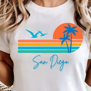 San Diego California Unisex T-shirt - 8 Colors - Sunset Beach Design - S-XL Adult Sizes