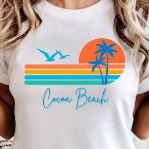 Cocoa Beach Unisex Cotton T-shirt - 8 Colors - Sunrise at Beach Design - S-XL Adult Sizes