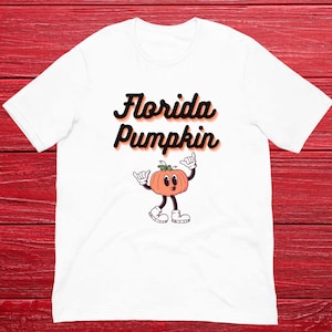 Florida Halloween Unisex Cotton T-Shirt - Florida Pumpkin Design - XS-XL Adult Sizes