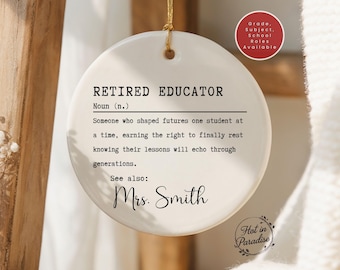 Teacher Retirement Ornament: Personalized Gift for Retiring Teachers