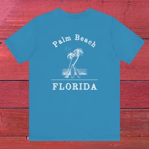 Palm Beach Florida T-Shirt: Surfboard & Palm Tree Design