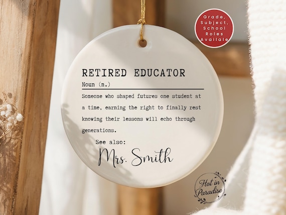Personalized Teacher Retirement Ornament: Gift for Retiring Teachers
