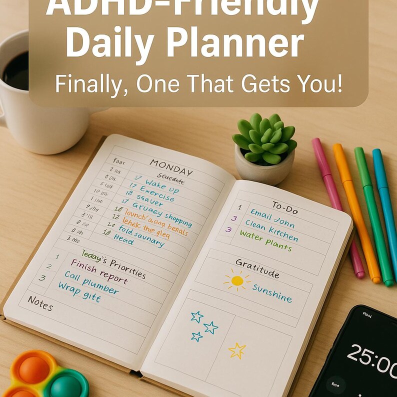 ADHD Daily Planner Printable | Neurodivergent Friendly | Brain Dump ...