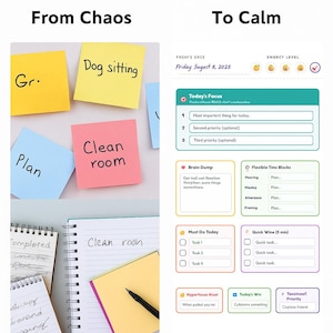 ADHD Daily Planner Printable | Neurodivergent Friendly | Brain Dump & Focus Tracker | Digital Download PDF