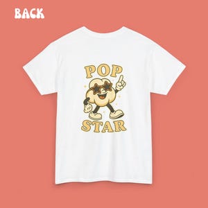 Pop Star Tee, Cute Popcorn Cartoon T-Shirt, Quirky Retro Movie Snack Shirt, Gift for Film Fans or Foodies, Gildan Unisex Tee