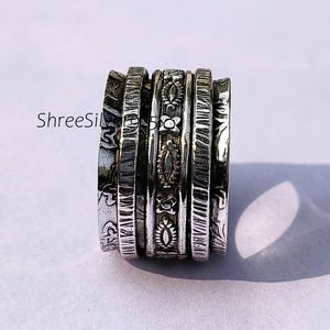 Oxidized Sterling Silver Spinner Ring: Handmade Boho Meditation Jewelry