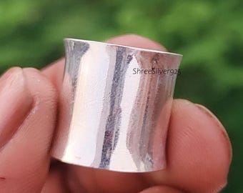 Sterling Silver Wide Concave Band Ring – Minimalist Statement Thumb Ring